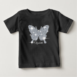 personlig faux diamant gnistra butterfly  t shirt
