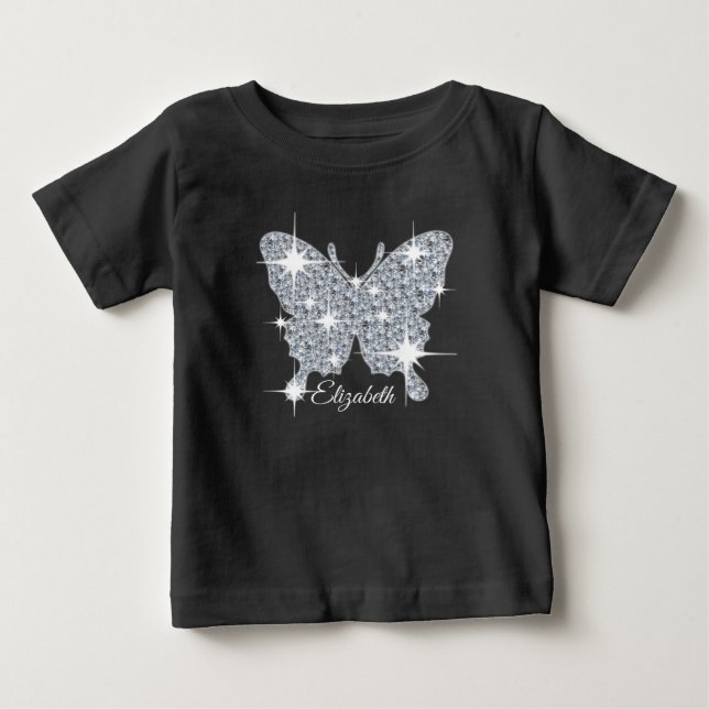 personlig faux diamant gnistra butterfly  t shirt (Framsida)