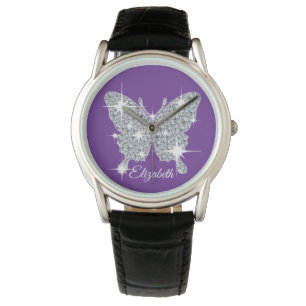 Personlig faux diamant gnistra butterfly watch armbandsur
