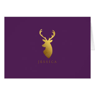 Personlig Faux Gold Foil Hjort Head OBS Kort