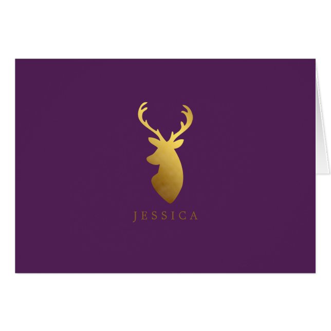 Personlig Faux Gold Foil Hjort Head OBS Kort (Framsidan Horizontal)