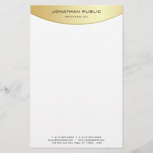 Personlig Faux Guld White Elegant Trendig Modern Brevpapper