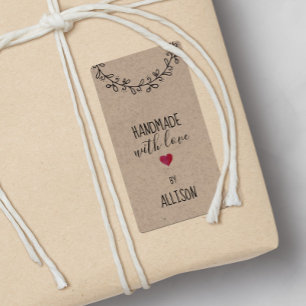 Personlig Faux Kraft look Handmade Kärlek Heart Fraktsedel