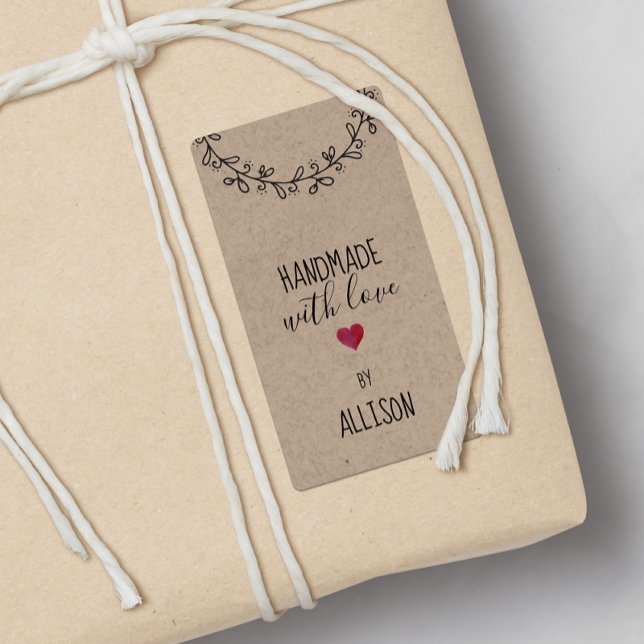 Personlig Faux Kraft look Handmade Kärlek Heart Fraktsedel (Skapare uppladdad)