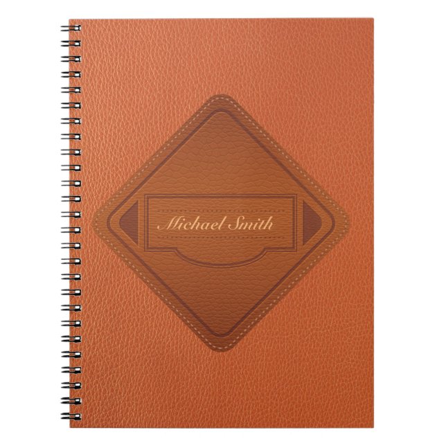 Personlig Faux Leather Brown Anteckningsbok (Framsidan)