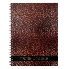 Personlig Faux Leather Brown Embossed Anteckningsbok
