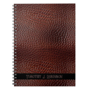 Personlig Faux Leather Brown Embossed Anteckningsbok