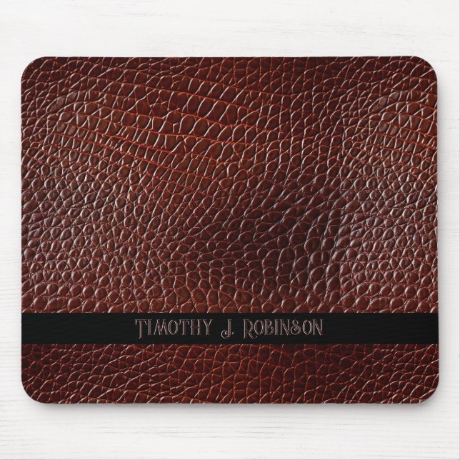 Personlig Faux Leather Brown Embossed Musmatta (Framsidan)