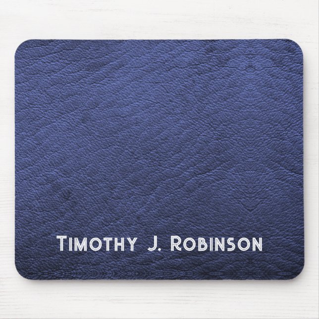 Personlig Faux marin Blue Leather Mouse Pad Musmatta (Framsidan)