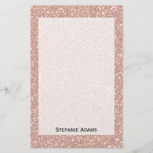Personlig Faux Ro Guld Glitter Brevpapper