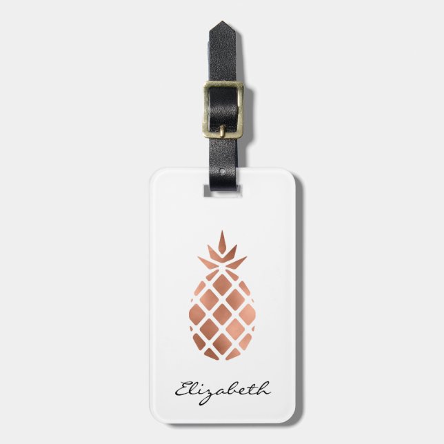 Personlig Faux Ro guldfoil Pineapple Bagagebricka (Vertikal Framsida)