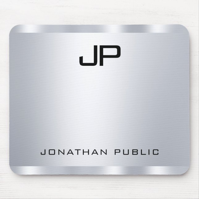 Personlig Faux Silver Metallic look Monogram Musmatta (Framsidan)