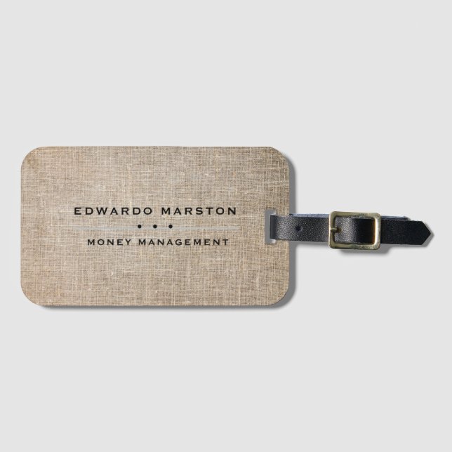 Personlig Faux Tan Linen Bagagebricka (Framsida horisontal)
