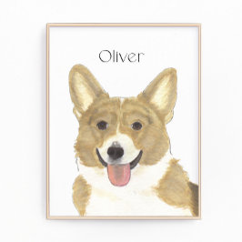 Personlig Fawn and White Corgi Art Fototryck