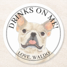 Personlig Fawn Cream Frenchie Fransk Bulldogg Underlägg Papper Rund