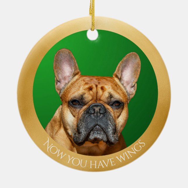 Personlig Fawn Engel Fransk Bulldog Julgransprydnad Keramik (Baksidan)