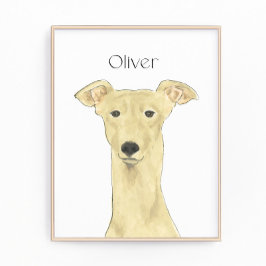 Personlig Fawn Greyhound Hund Art Fototryck