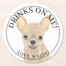 Personlig Fawn Long Hved Chihuahua Bröllop Underlägg Papper Rund