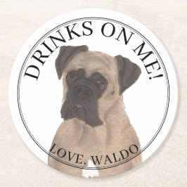 Personlig Fawn Mask Boxer Hund Bröllop Underlägg Papper Rund