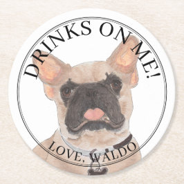 Personlig Fawn Mask Frenchie Fransk Bulldog Underlägg Papper Rund