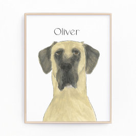 Personlig Fawn Mask Great dane Hund Art Fototryck