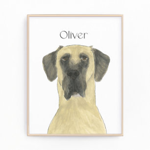 Personlig Fawn Mask Great dane Hund Art Fototryck