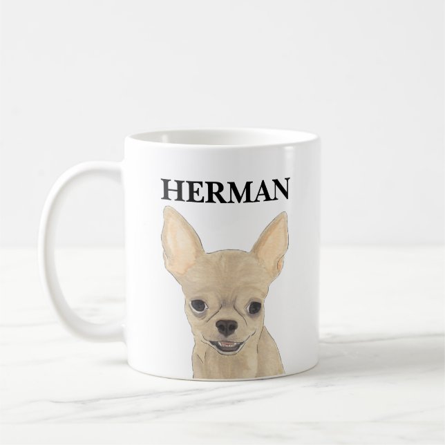 Personlig Fawn Tan Kort Hjärn Chihuahua Kaffemugg (Vänster)