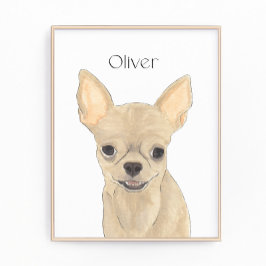 Personlig Fawn Tan Kort Hved Chihuahua Art Fototryck