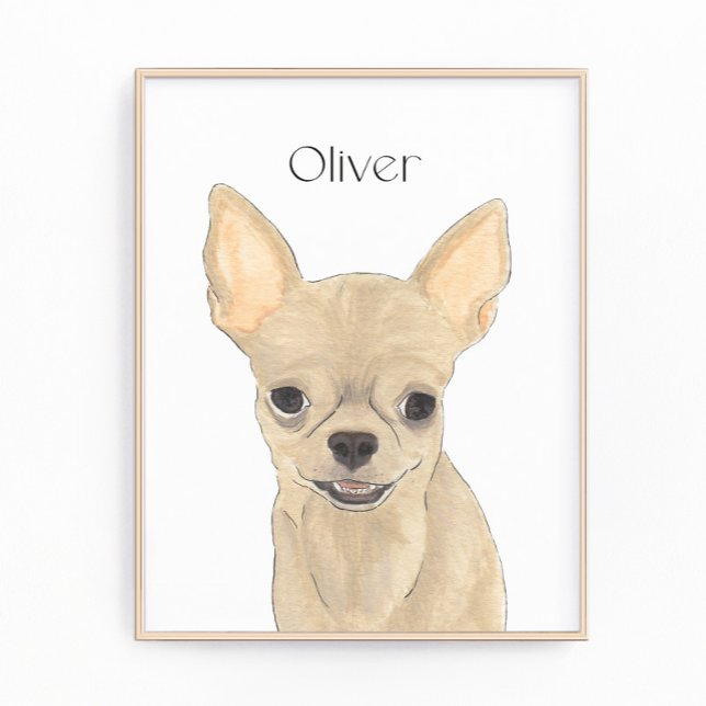 Personlig Fawn Tan Kort Hved Chihuahua Art Fototryck (Skapare uppladdad)
