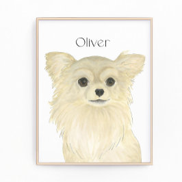 Personlig Fawn Tan Long Hred Chihuahua Art Fototryck