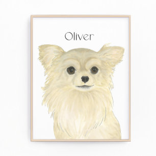 Personlig Fawn Tan Long Hred Chihuahua Art Fototryck
