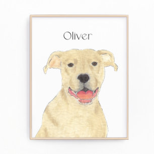 Personlig Fawn Tan Pitbull Hund Art Fototryck