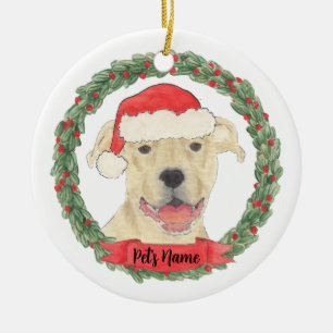 Personlig Fawn Tan Staffy Pitbull Julgransprydnad Keramik