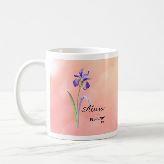 Personlig februari Flower Mugg (Vänster)