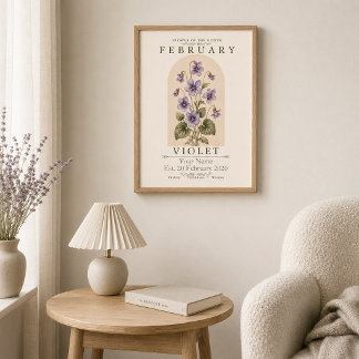 Personlig februari-födelsedagsblomma-affisch poster