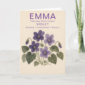Personlig februari födelsedagsviol födelseblomma kort