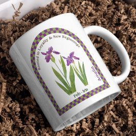 Personlig februari födelsemånadsblomma kaffemugg