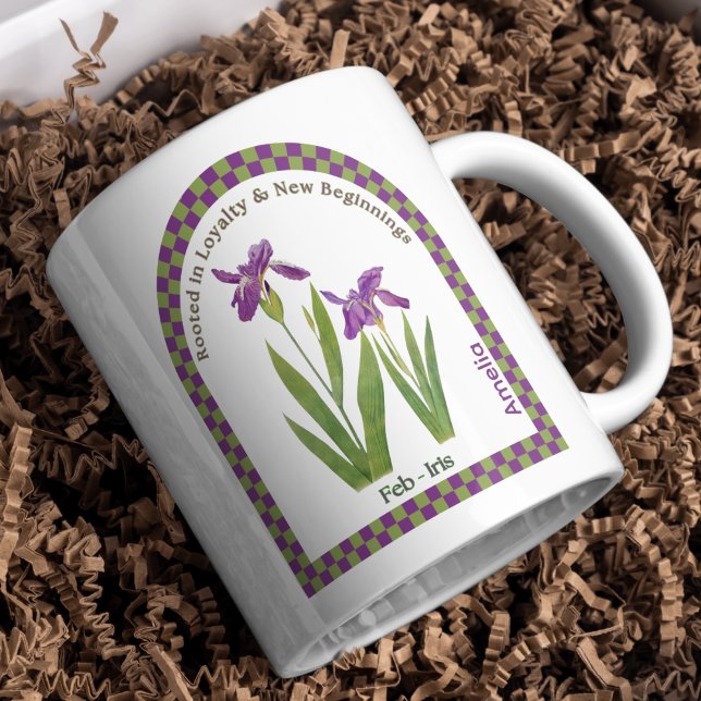 Personlig februari födelsemånadsblomma kaffemugg (Skapare uppladdad)