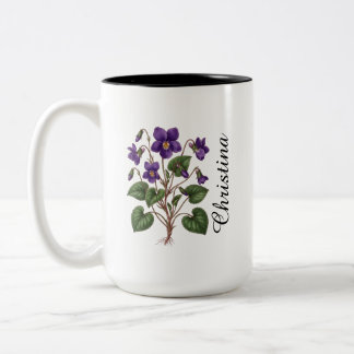 Personlig februari Violett Födelsemånad Blomma Två-Tonad Mugg