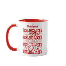 Personlig Feeling Lucky Dice Cherry Red Bow Mugg