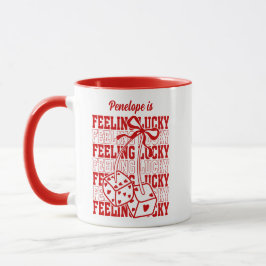 Personlig Feeling Lucky Dice Cherry Red Bow Mugg