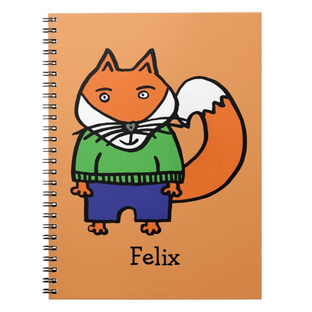 Personlig Felix the Fox Anteckningsbok Med Spiral (Framsidan)
