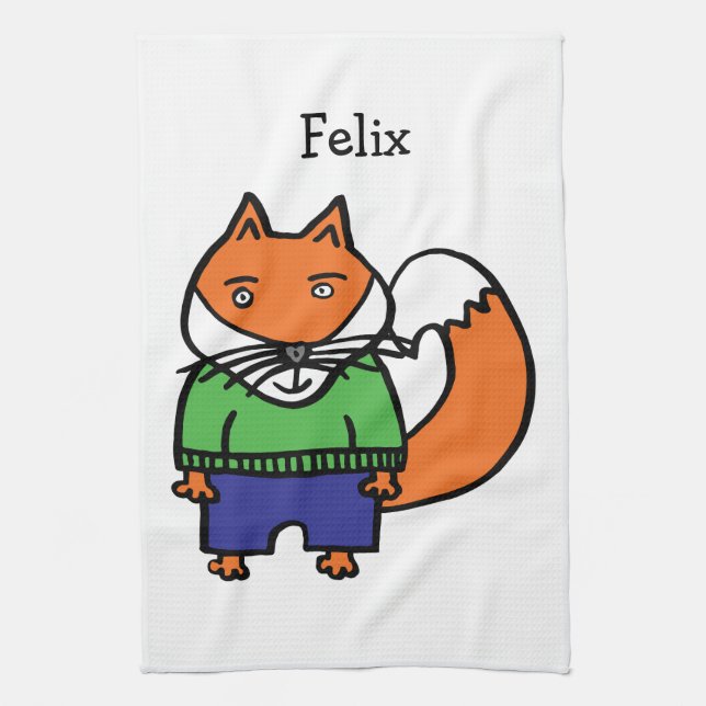 Personlig Felix the Fox Kökshandduk (Vertikal)