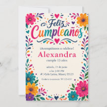 Personlig Feliz Cumpleaños Spansk Blommig Fiesta