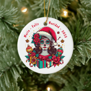 Personlig Feliz Navidad De Los Muertos Julgransprydnad Keramik