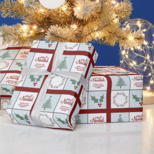 Personlig Feliz Navidad-julfamiljen Presentpapper