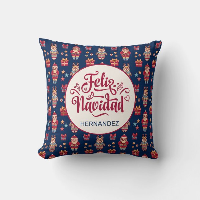 Personlig Feliz Navidad Kudde (Framsida)