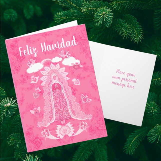 Personlig Feliz Navidad Vår Fru av Guadalupe Helgkort (Personalize with your own personal message!)