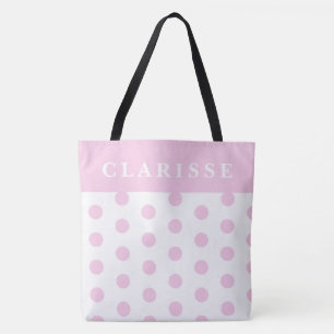 Personlig Feminin Chic Rosa & vit polka punkt Tygkasse