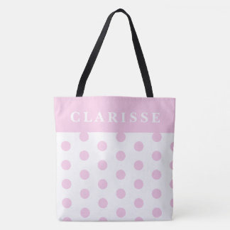 Personlig Feminin Chic Rosa & vit polka punkt Tygkasse